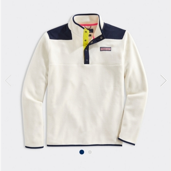 Vineyard Vines | NWOT XS White Sherpa Fleece Snap Placet Pullover - Picture 1 of 15